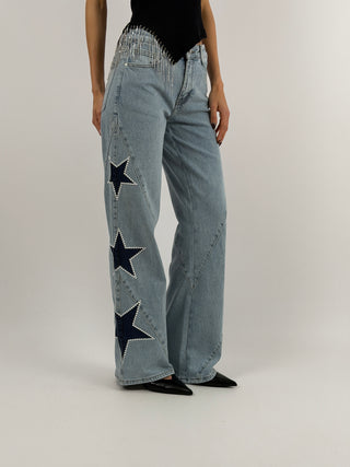 Jeans Wide Leg con Stelle