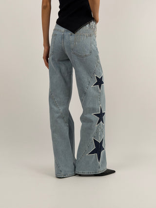 Jeans Wide Leg con Stelle