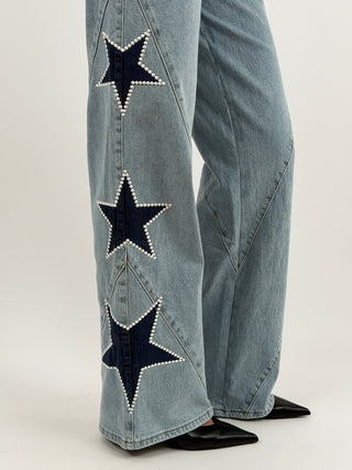 Jeans Wide Leg con Stelle