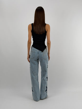 Jeans Wide Leg con Stelle