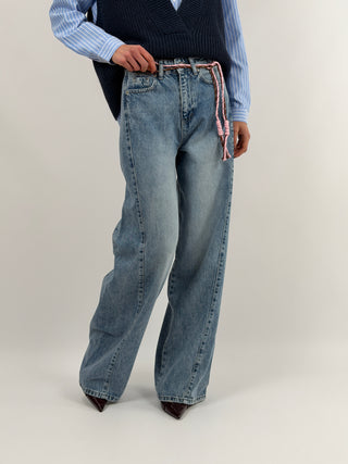 Jeans Lumina Wide Leg con Cordini