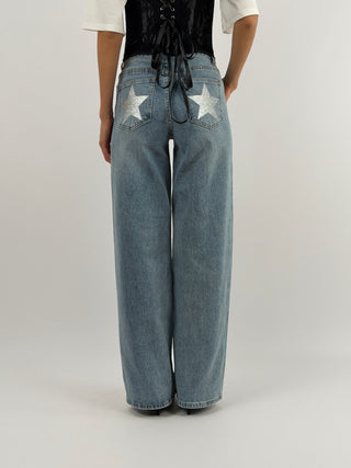 Jeans Wide Leg con Stelle