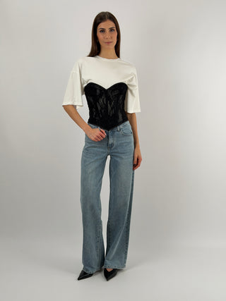Jeans Wide Leg con Stelle