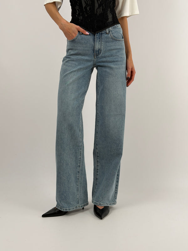 Jeans Wide Leg con Stelle
