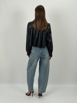 Jeans Mom Fit con Strass