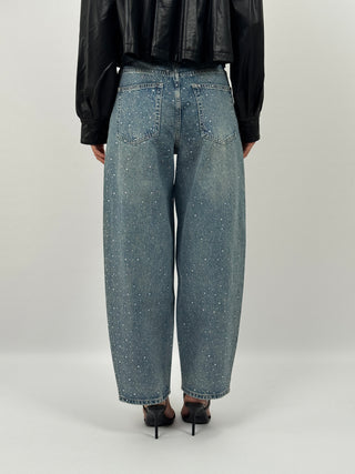 Jeans Mom Fit con Strass