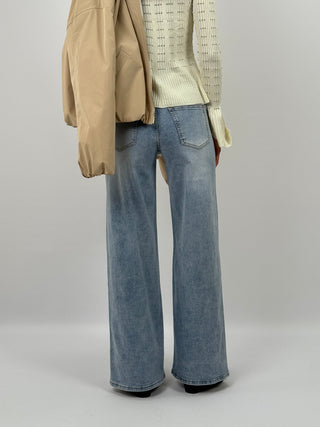 Jeans Wide Leg Lavaggio Chiaro