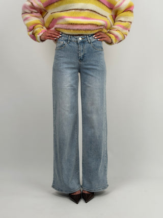 Jeans Wide Leg Lavaggio Chiaro