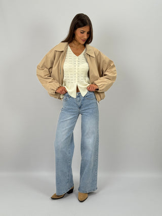 Jeans Wide Leg Lavaggio Chiaro