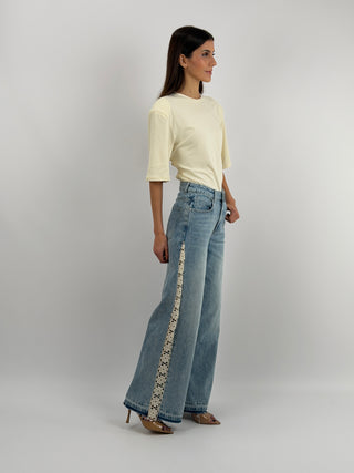 Jeans Wide Leg con Inserti