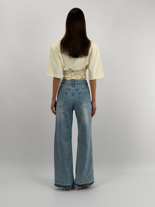 Jeans Wide Leg con Inserti