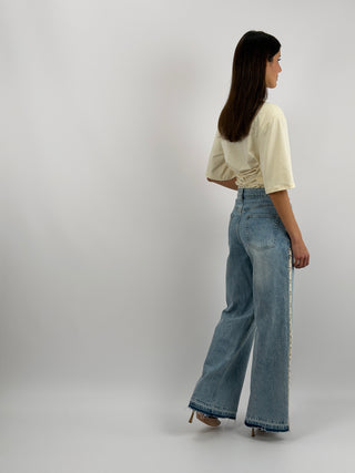 Jeans Wide Leg con Inserti