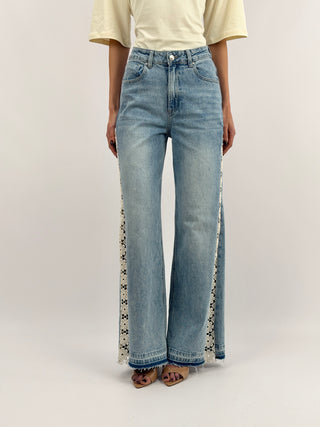 Jeans Wide Leg con Inserti