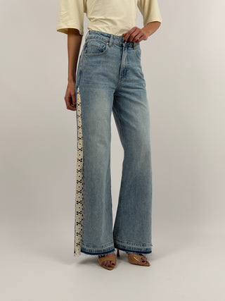 Jeans Wide Leg con Inserti