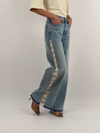Jeans Wide Leg con Inserti