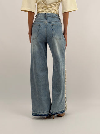 Jeans Wide Leg con Inserti