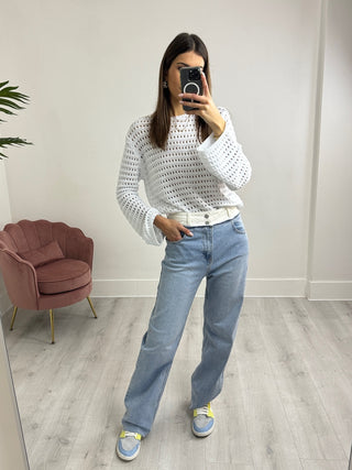 Jeans Relaxed Fit Naos con Vita Bianca
