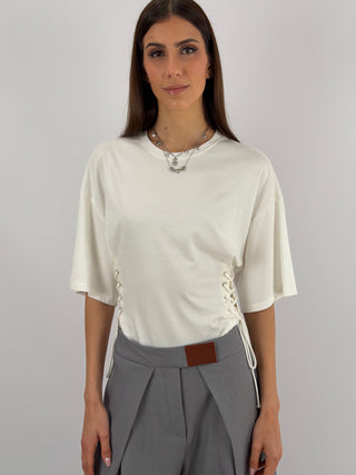 T-Shirt Lumina con Lacci Bianca