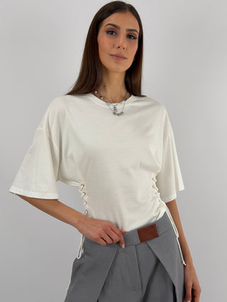 T-Shirt Lumina con Lacci Bianca