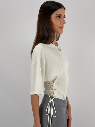 T-Shirt Lumina con Lacci Bianca