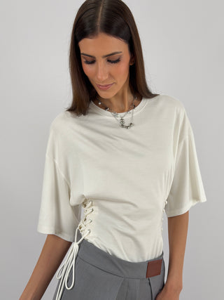 T-Shirt Lumina con Lacci Bianca