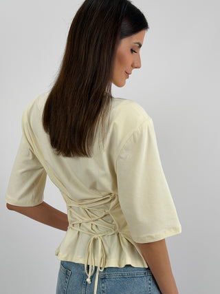 T-Shirt Crema Lumina con Lacci e Spalline