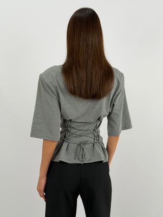 T-Shirt Grigia Lumina con Lacci e Spalline