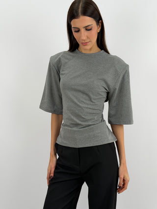 T-Shirt Grigia Lumina con Lacci e Spalline