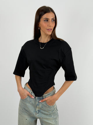 T-Shirt Corsetto Nera Lumina
