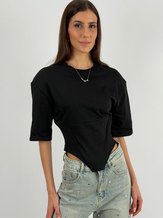 T-Shirt Corsetto Nera Lumina