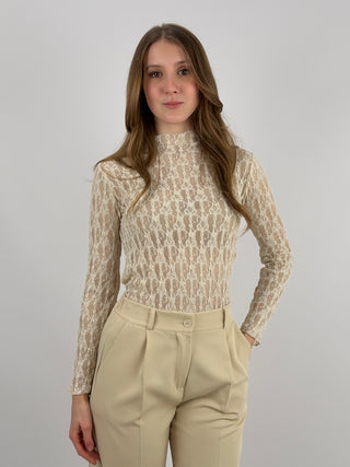 Maglia in Pizzo Beige