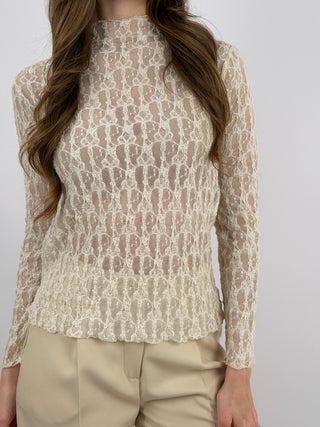 Maglia in Pizzo Beige