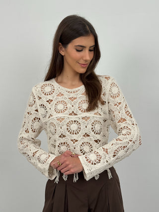 Maglia Crochet Ellie Beige