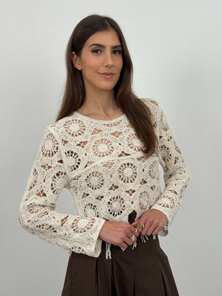 Maglia Crochet Ellie Beige
