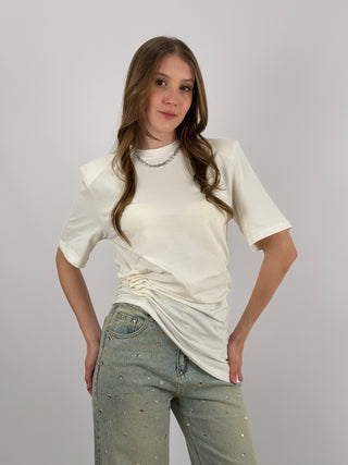 T-Shirt Arricciata Bianca Lumina