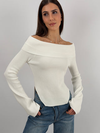 Maglia con Spalle Scoperte Bianca