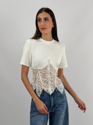 T-Shirt con Corsetto Bianca