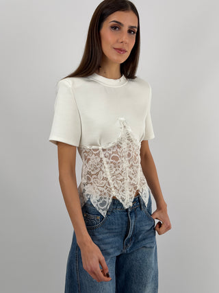 T-Shirt con Corsetto Bianca