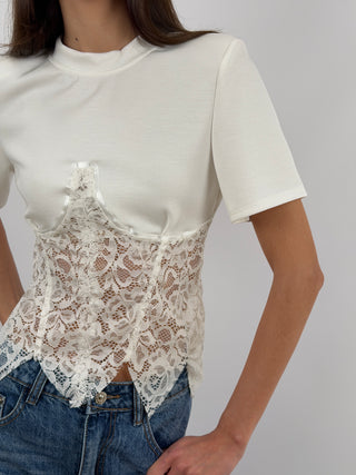 T-Shirt con Corsetto Bianca