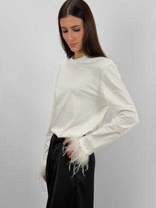 Maglia Lumina con Piume Bianca