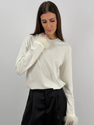 Maglia Lumina con Piume Bianca