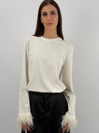 Maglia Lumina con Piume Bianca