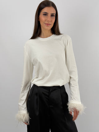 Maglia Lumina con Piume Bianca