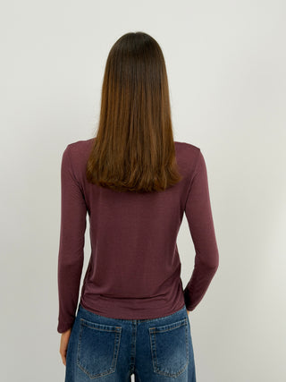 Maglia Ultralight con Cashmere con Pizzo Burgundy
