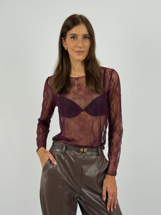 Maglia in Pizzo Iris Burgundy
