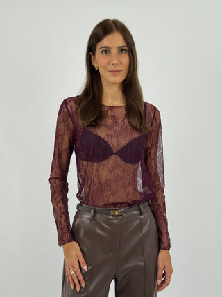 Maglia in Pizzo Iris Burgundy