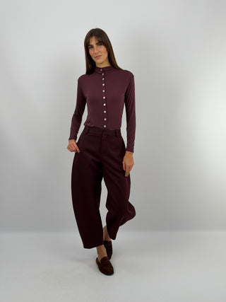 Pull Cachemire Ultralight avec Boutons Bordeaux