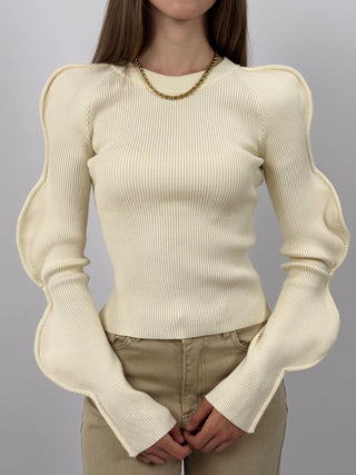 Maglia Butterfly a Costine Crema