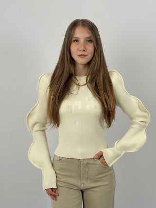 Maglia Butterfly a Costine Crema