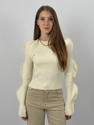 Maglia Butterfly a Costine Crema